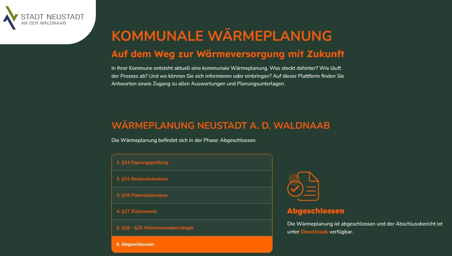 Website Kommunale Wärmeplanung